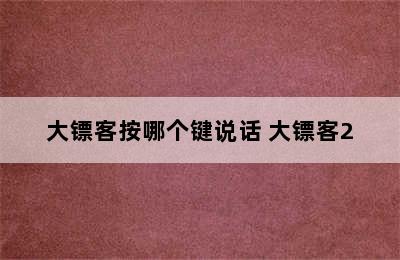 大镖客按哪个键说话 大镖客2